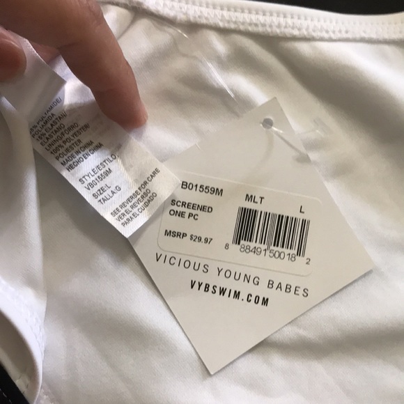 Colorful Stripped one piece swimsuit.  Size L. - Picture 5 of 6